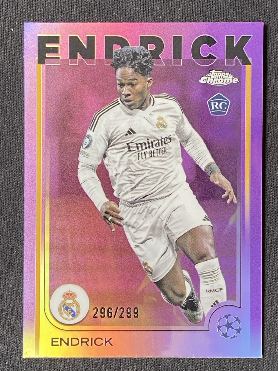 Endrick 2024-25 Topps Chrome UCC Violet Refractor 296/299 RC #100