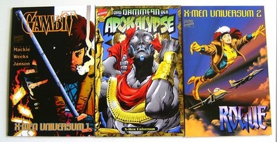 X-MEN UNIVERSUM - 1 2 3 komplett - PANINI 1998 - Rogue, Gambit, Apikalypse