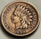 1859 Indian Head Cent First Year Laurel Wreath One Year Type (Cleaned) JC2112