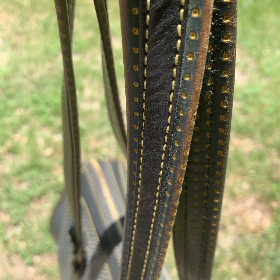 Dooney & Bourke Cabrio Dark Blue Perforated Leather Satchel Handbag. - Image 2 of 4