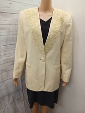 John Meyer / Julian Taylor dress blazer jacket suit set Black Pale Yellow Sz 14