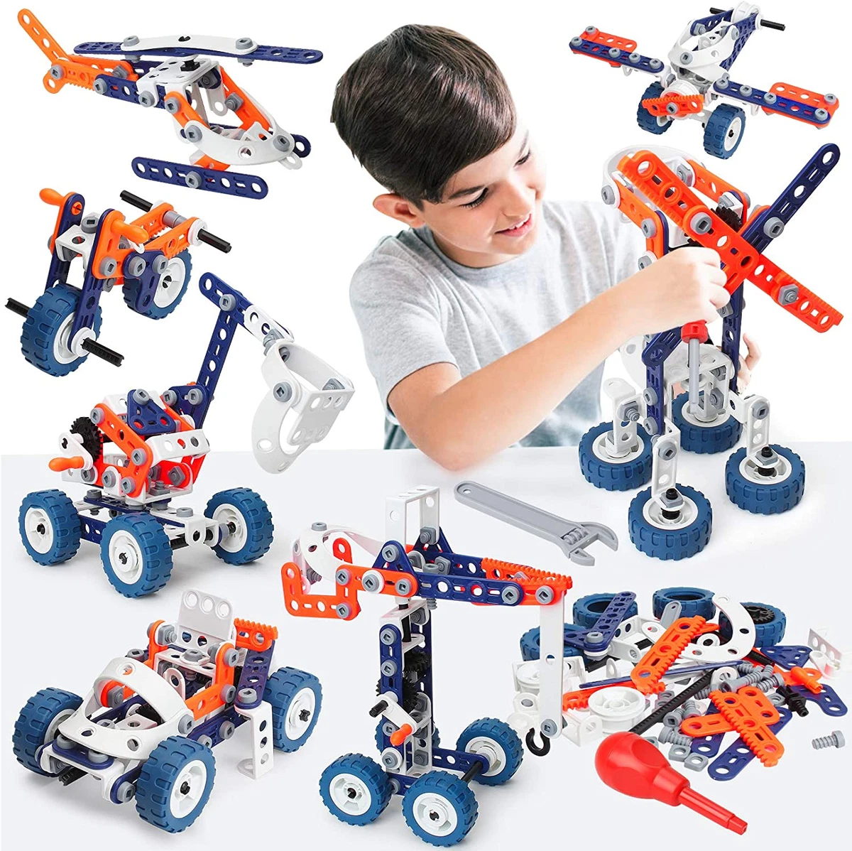 KizBruo Building Toys for Kids, Erector Set for Boys 6-8, 152pcs DIY 12 in 1 Stem Toys for 6 7 8 9 Year Old Boy, Educational Constructio