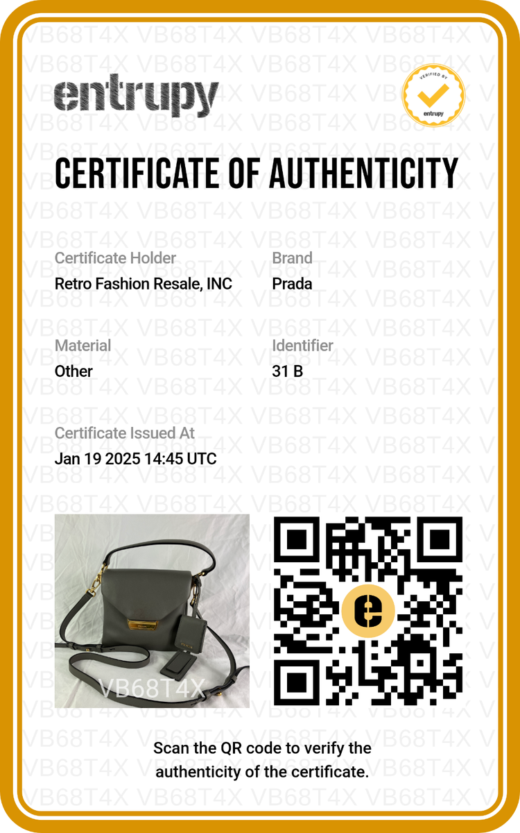 PRADA Gray Calf Skin Leather Small Ingrid TopHandle Crossbody Made