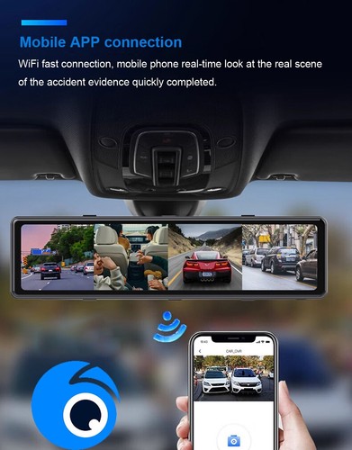 Espejo retrovisor especial 4 canales 4K WIFI Dash Cam 12 pulgadas IPS ADAS BDS coche DVR - Imagen 11 de 15