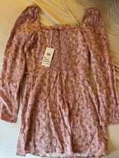 Reformation Rosalie Mini Dress Long Sleeve US Size 2 - Pink
