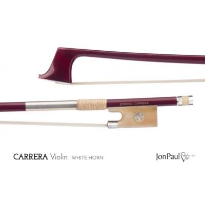 JonPaul CARERRA White Horn Silver Mounted Violin Bow 