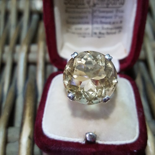 Vintage 925 Sterling Silver Ring, Natural Citrine, Size L.5 US 6, Edinburgh 1968 - Picture 5 of 7