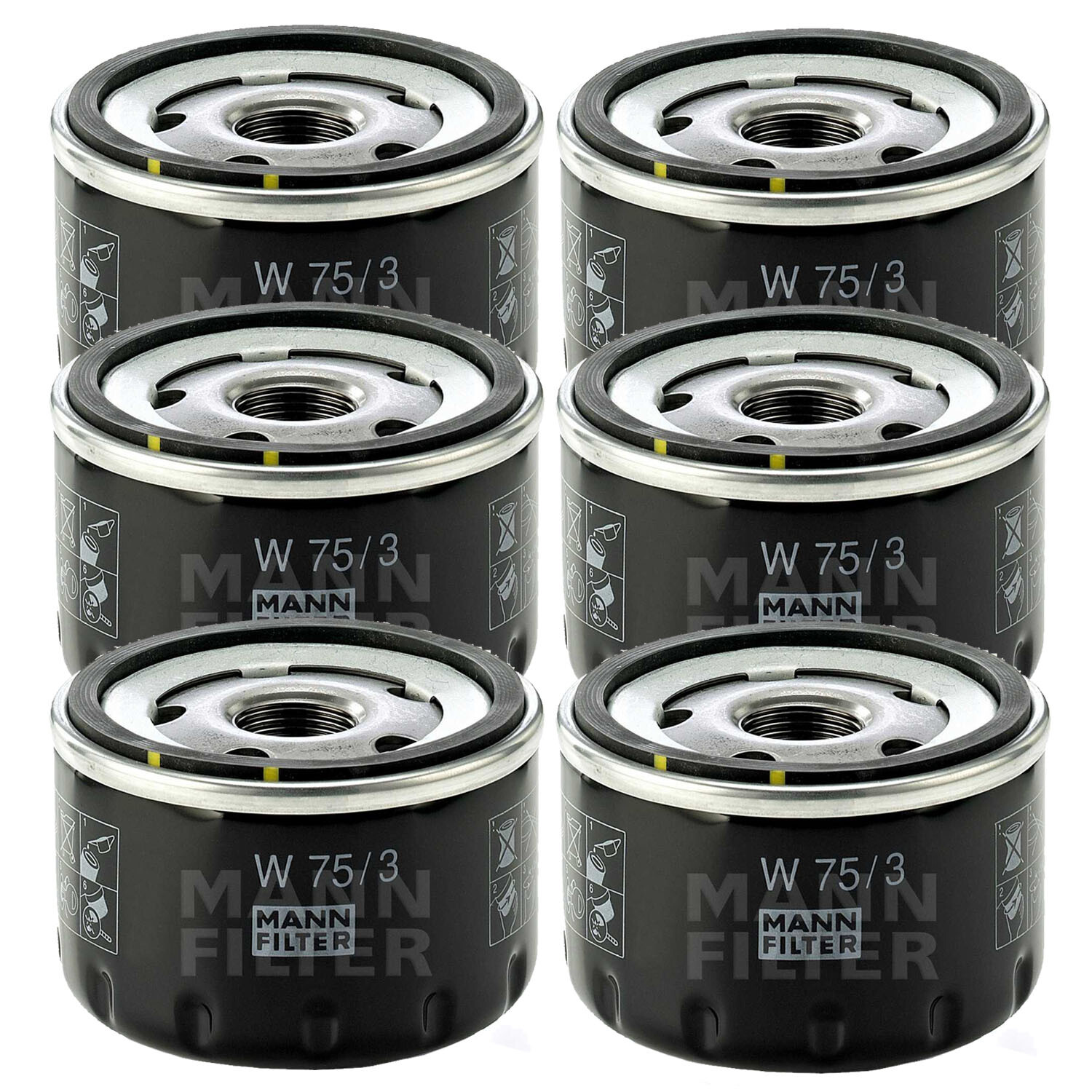 OEM Mann Set Of 6 Engine Oil Filters W 75/3 for Ford GM Nissan Mazda Suzuki