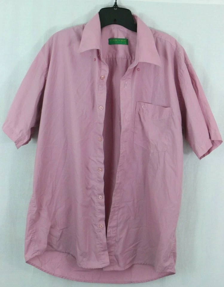 CARVEN PARIS Hombre XL Manga Corta Botón Camisas Frontal Logo Diseñador Lujo Foto 2 de 4