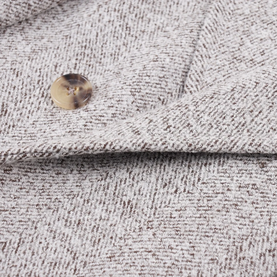 Isaia Slim-Fit Light Gray Herringbone Patterned Wool Overcoat 38R (Eu 48) NWT - Image 2 of 4