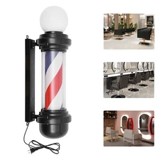 26.8inch Barber Pole Light LED Red White Blue Rotating Hair Salon Open Sign 110V