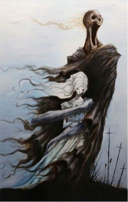 Art Print, Mourning Death Angel Art Print, Grimm Reaper Original Artwork Poster