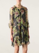 NWT 1265 ISABEL MARANT Mainline "Rieti" Floral Print Dress SZ 38 Black Silk