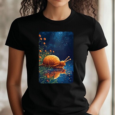 Frauen T-Shirt Schnecke Pixel Art Motiv Baumwolle Größe S bis 3XL