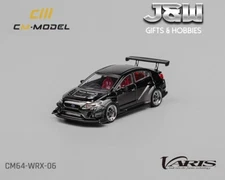 CM Model Subaru WRX Varis WideBody 2.0 Chrome Black w/ Extra Wheels set 1/64