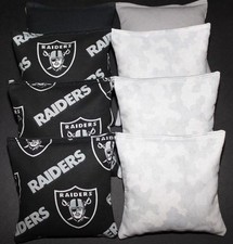 All Weather made w OAKLAND RAIDERS Fabric 8 ACA Reg Cornhole Bean Bags