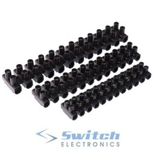 Black 12 Pole Way Choc Block Terminal Strip Electrical Connector 24A 32A 57A
