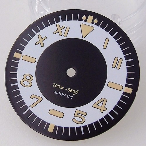 New 31mm White/Black Sterile Dial Fit Auto NH35 ETA2824 hands dial Watch Parts - Picture 10 of 14