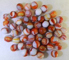  20937m Vintage Group or Bulk Lot of 50 Peltier Glass Marbles .52 to .62 Inches