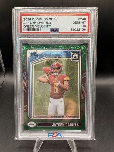 2024 Donruss Optic - Rated Rookie Jayden Daniels #248 Green Velocity PSA 10