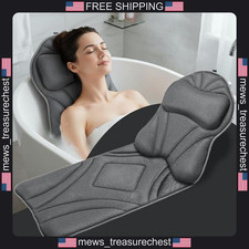 Bath Pillow Full Body Support for Tub, Gray, 4D Air Mesh, Slip-Resistant