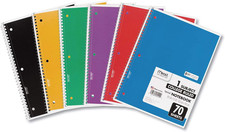 Spiral Notebook, 6 Pack, 1 Subject, College Ruled Paper, 7-1/2" X 10-1/2", 70 Sh
