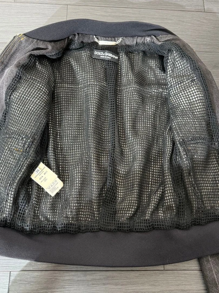 Dolce & Gabbana D&G Denim MA-1 Chaqueta Militar Blusa Abrigo Mujer Talla 36 Índigo Foto 4 de 4