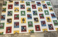 THOMAS THE TRAIN BRITT ALLCROFT 1992 LIMITED FULL FITTED BED SHEET FABRIC VTG