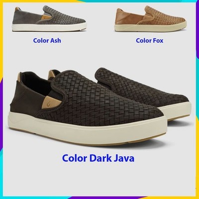  OLUKAI Lae'ahi Lauhala Men's Woven Leather Shoes, Versatile Everyday Leather