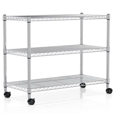 YSSOA 3-Tier Heavy Duty Storage Shelving Unit,Chrome,24.02 D X 13.78 W X 21.97 H