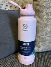new Takeya 40oz Actives Insulated Stainless Steel Water Bottle w/Spout Lid Pink