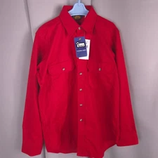 Vintage Woolrich Shirt Men M Red Chamois Midweight Button Front Outdoors USA NEW