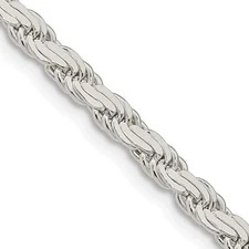 Sterling Silver 3.65mm Flat Rope Chain Necklace