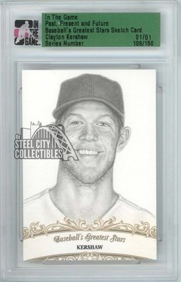Clayton Kershaw 2014 ITG Past Present Future Greatest Stars Sketch Card 106 1/1