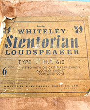 Whiteley Stentorian Loudspeaker Type H.F. 610 6 Inch 15 Ohm Black