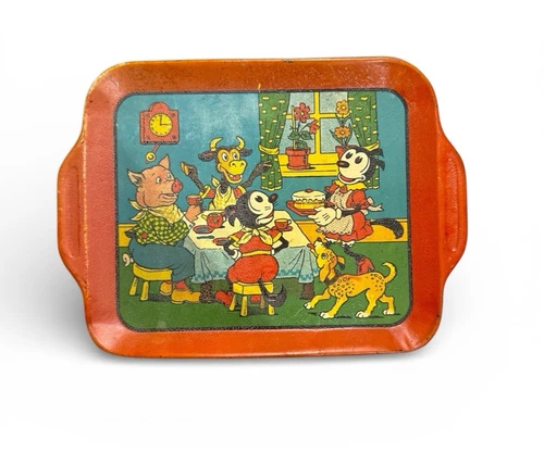 Vintage J. Chein & Co Tin Litho Krazy Kat Tray 1930s Children's Tea Set Tray