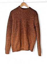 Brown/Orange Textured Crew Neck Jumper - Size - Large, Beautiful Mid-Weight