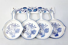 Vintage Ardco Delft Chinoiserie Style Ceramic Wall Hanging Spoon Rests set of 4