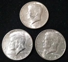 Lot Of 3 1964 Kennedy Half Dollars 90%
