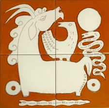 Curras brothers 12x12 in Ceramic tile  2022 cuban american artist folk art