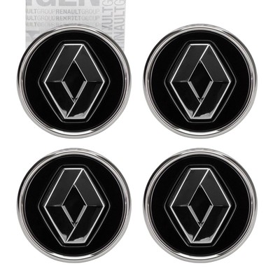 4x ORIGINAL Renault Nabendeckel Nabenkappe Silverstone Schwarz Chrom 403152085R