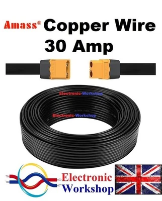 E-W XT60 Extension Amass Copper-Core Cable 30 Amp Wire Lead Male to Female 1m-5m UK