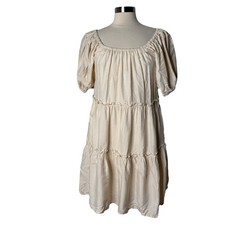 Antonio Melani Taylynn Tiered Puff Sleeve Striped Midi Dress Womens Size Medium