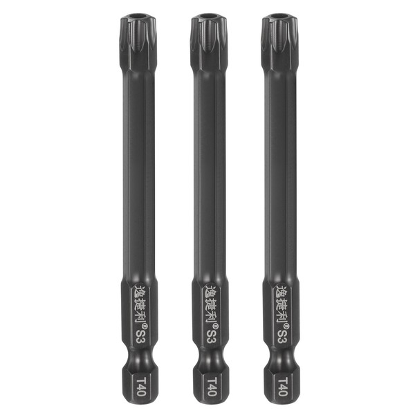 "3Er-Set T40 Torx-Schraubendreherbits FüR 1/4\" Sechskant, 75Mm, Schwarz"-image