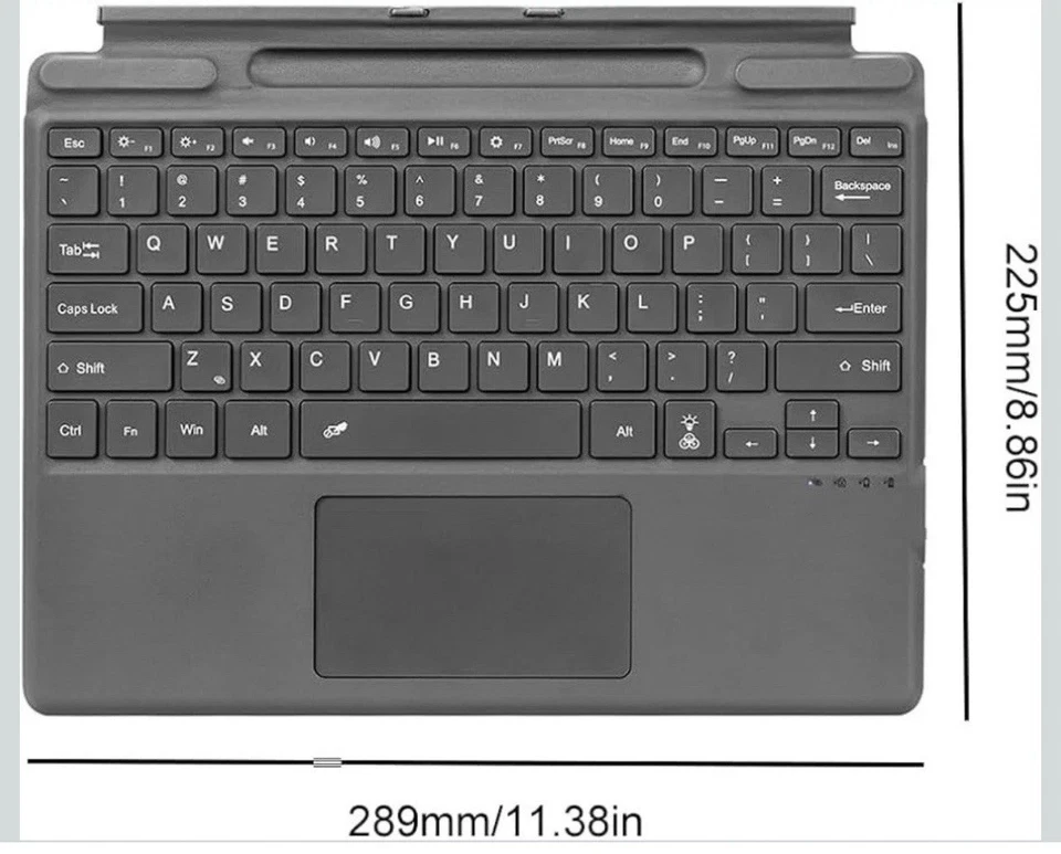 Wireless Slim Keyboard Touchpad Ultra Thin for Microsoft Surface Pro 8/9/X/10/11 - Image 4 of 4