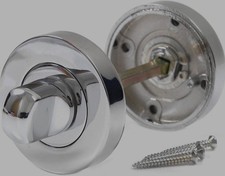 Polished Chrome Turn & Release Set for Bathroom Lock - Toilet Door Thumb Twist