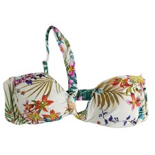 Shade Shore Swim Womens Large White Floral Bikini Top Padded Swimwear NWOT