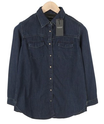 SCOTCH & SODA Damen Hemd S Dunkelblaues Denim Snap Button Patch Tasche