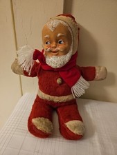 Vintage 50s 60s Christmas Rubber Face Santa Claus Stuffed 13" Plush Doll As Is