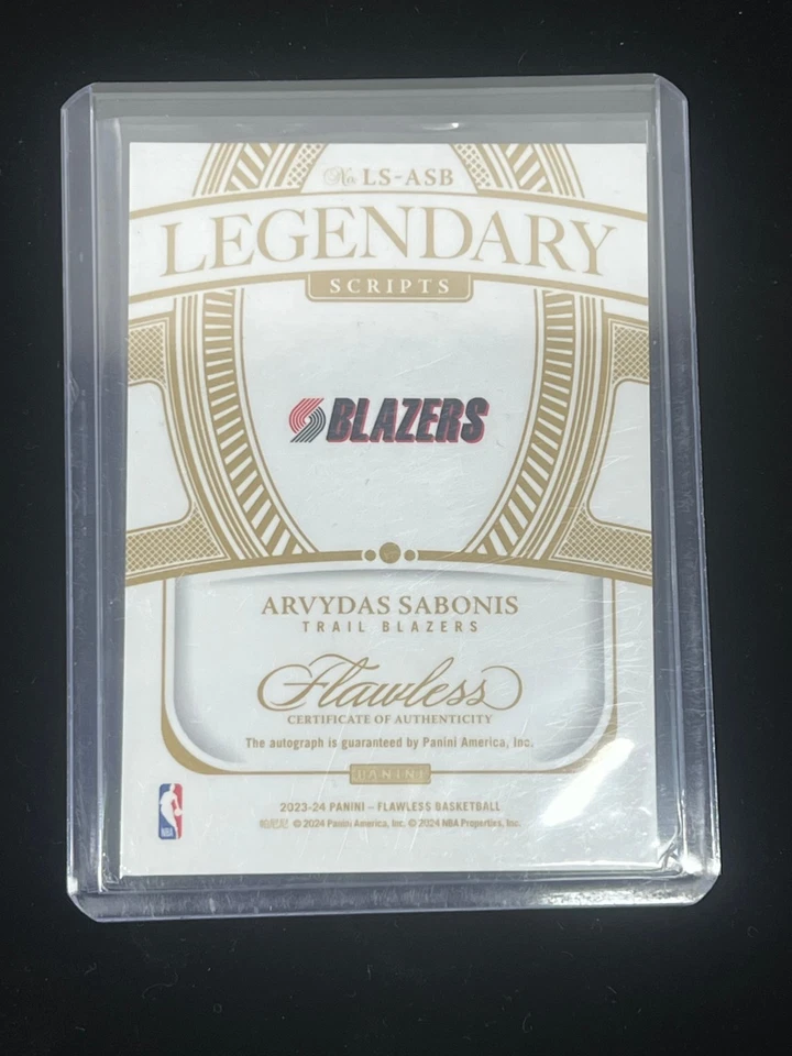 Arvydas Sabonis 2023-24 Panini Flawless NBA Legendary Scripts Auto /25 - Image 2 of 2